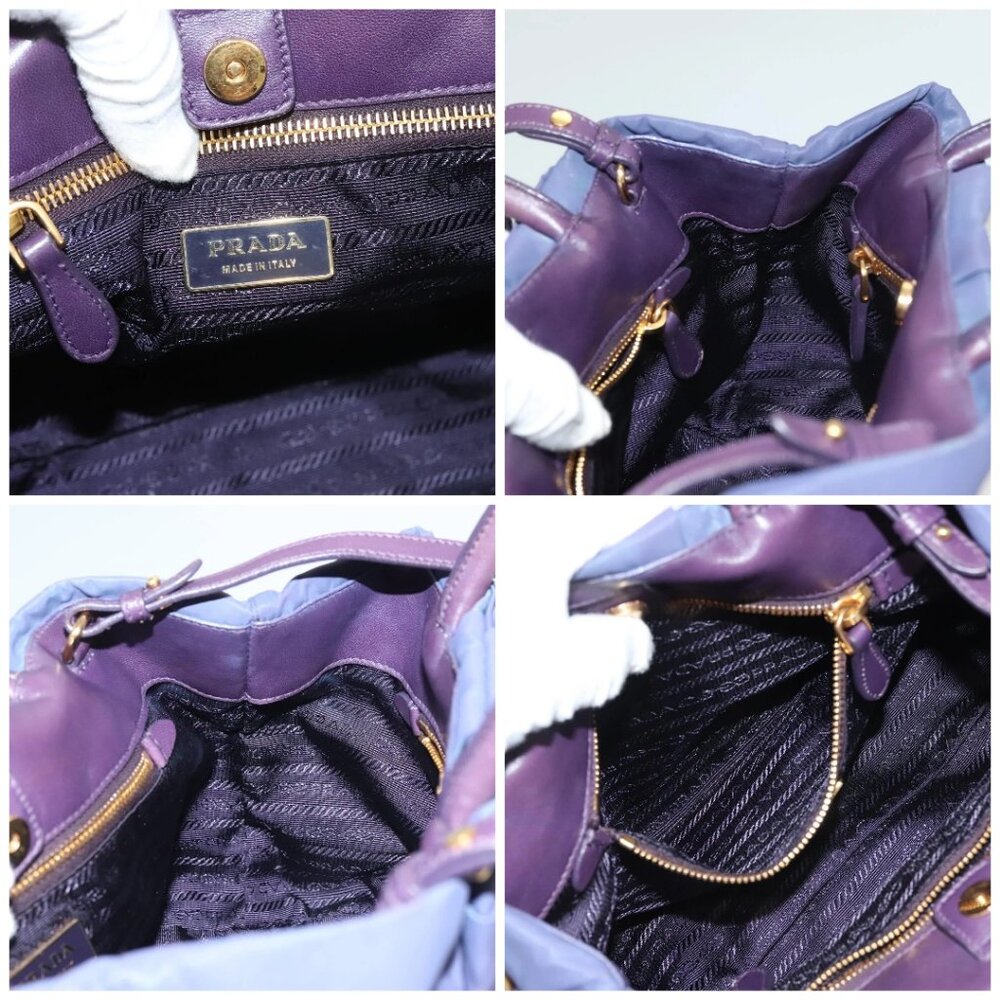 PRADA Hand Bag Nylon 2way Purple Gold Auth - Picture 15 of 16